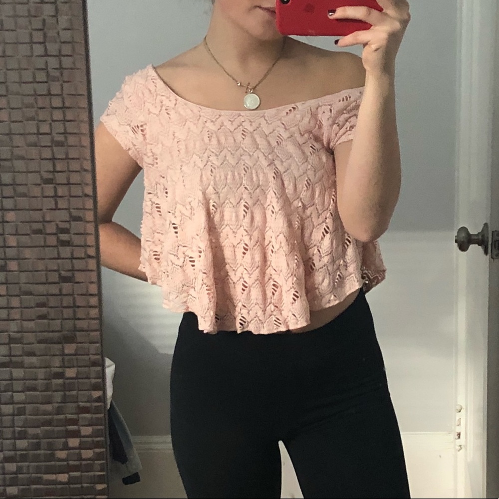 Off the shoulder cropped shirt